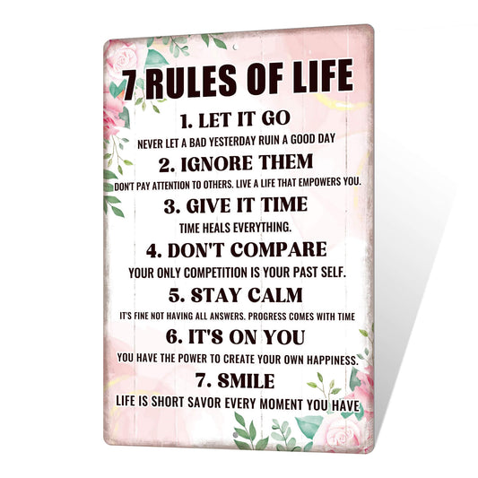 Putuo Decor 7 Rules Metal Inspirational Sign