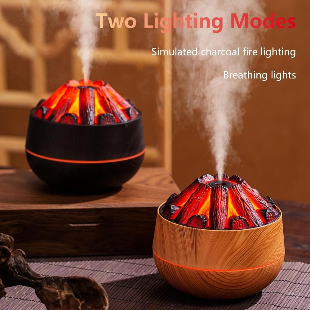 Charcoal Fire LED Aromatherapy Diffuser - Dark Wood