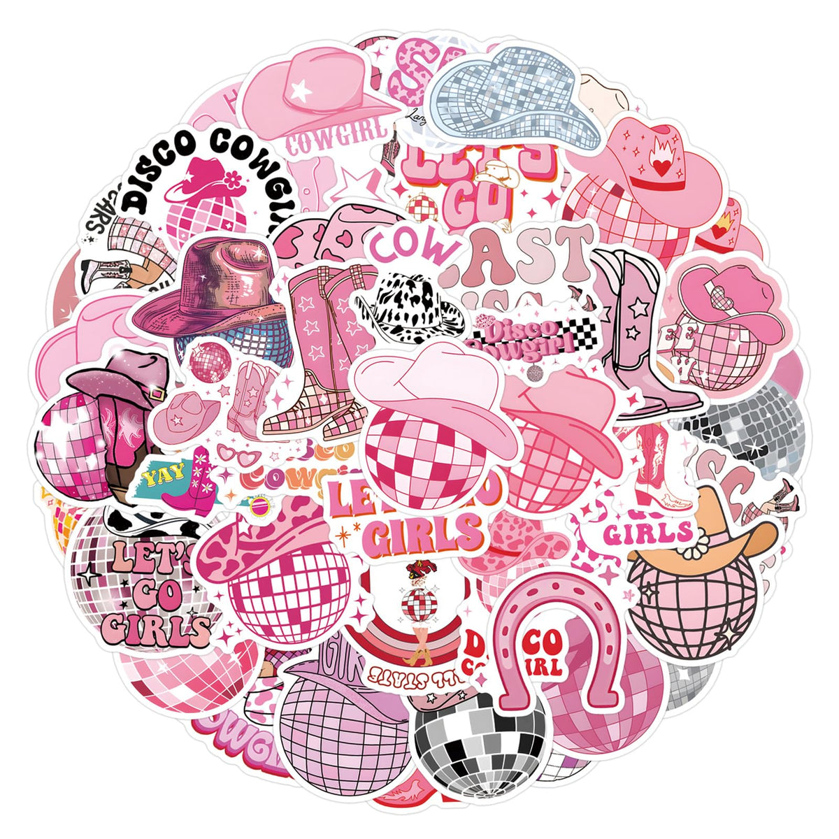 55pcs Pink Cowgirl Party Stickers