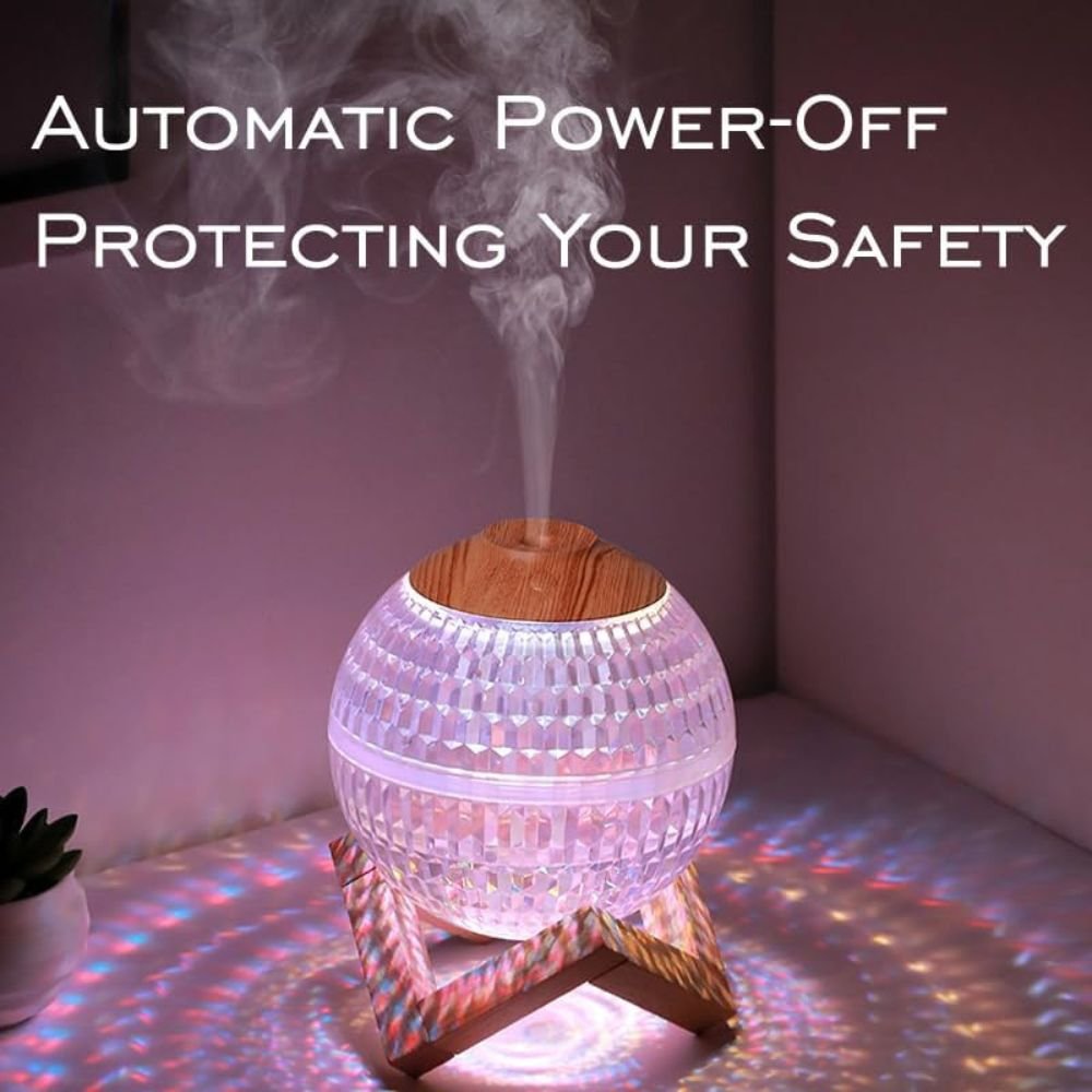 Crystal LED Aromatherapy Essential Oil Diffuser with Wooden Stand