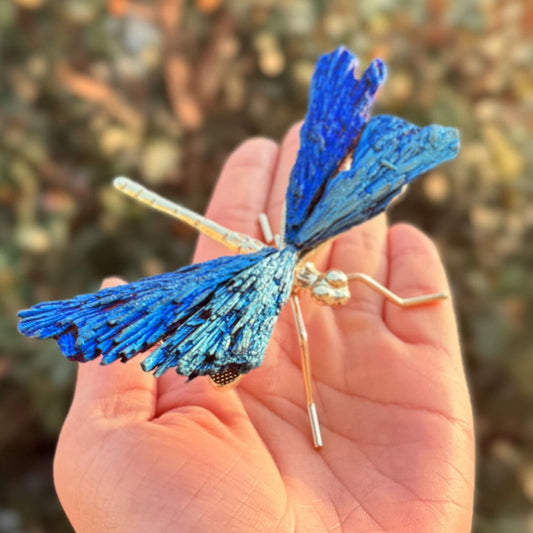 Electroplated Blue Tourmaline Dragonfly Ornament